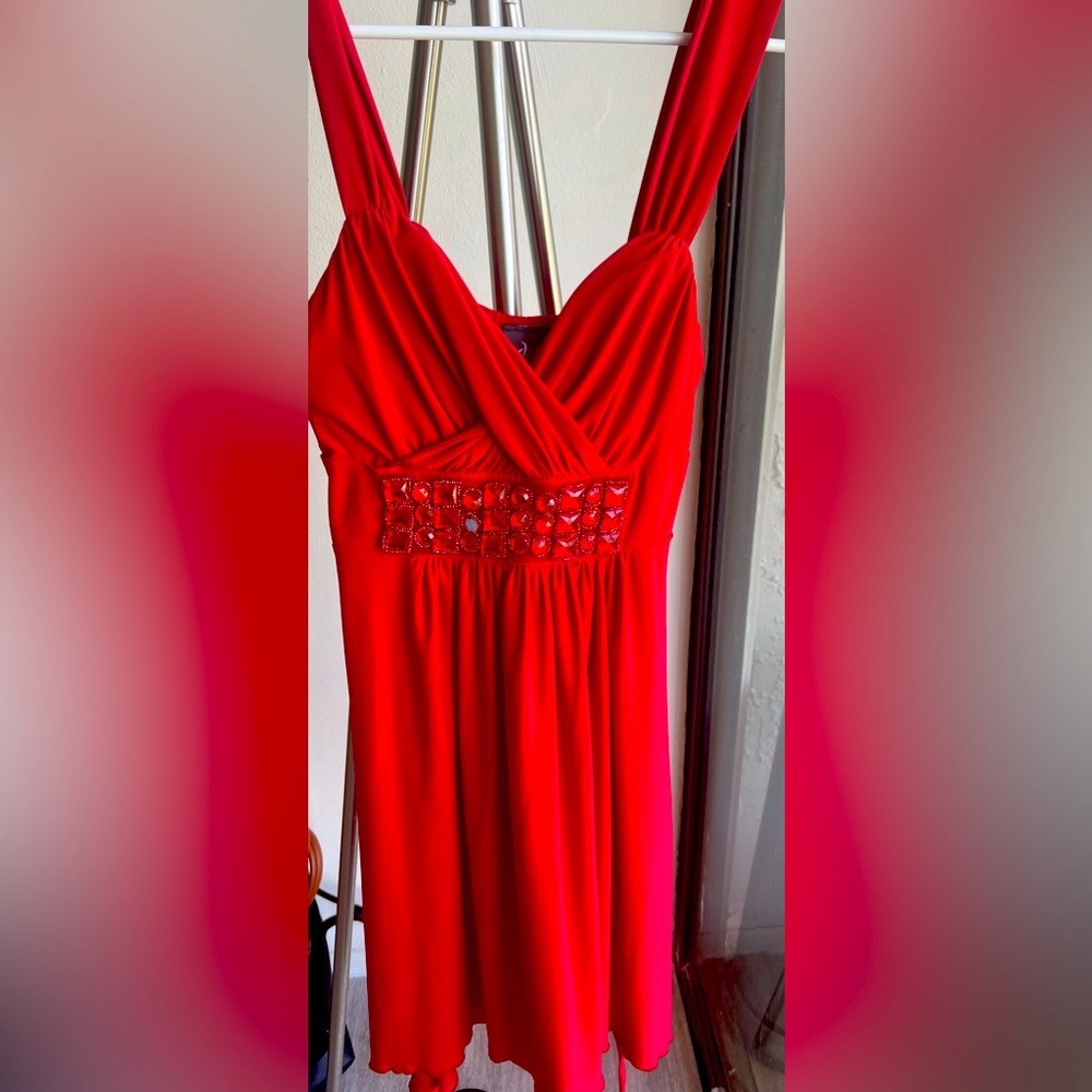 Women’s red sundress.